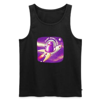 Astronaute aubergine dans l’énergie basée sur une plante spatiale - Débardeur bio Premium Homme - noir - Devant - Michal (187cm)