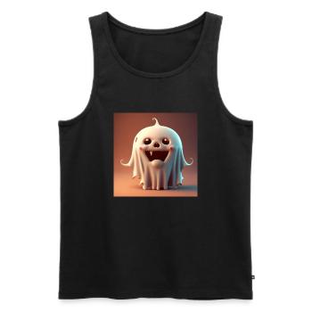 Joyeux Halloween mignon fantôme langue effrayante drôle - Débardeur bio Premium Homme - noir - Devant - Michal (187cm)