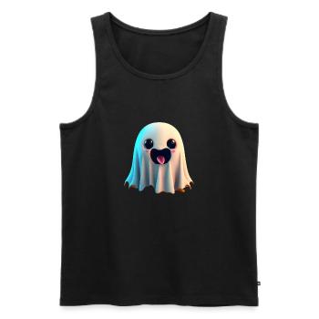 Joyeux Halloween mignon fantôme langue effrayante drôle - Débardeur bio Premium Homme - noir - Devant - Michal (187cm)