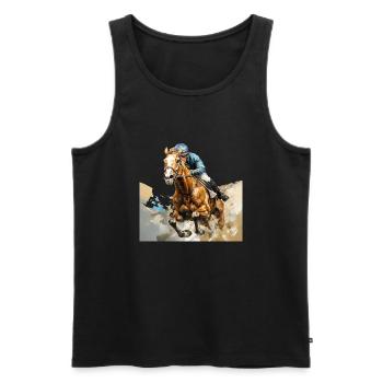 Courses hippiques : sport, divertissement et tradition - Débardeur bio Premium Homme - noir - Devant - AI Model Male 178 light (178cm)