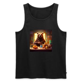L’ours vend du miel - Débardeur bio Premium Homme - noir - Devant - AI Model Male 178 light (178cm)