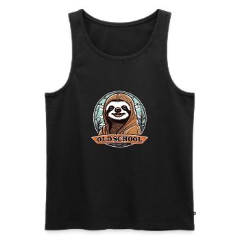 Faultier/ Old School / Tier / gelassen / Zoo - Männer Premium Bio Tank Top - Schwarz - Vorne - AI Model Male 178 light (178cm)