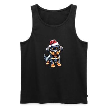 Dogs Rottweiler Christmas Puppy Dog - Men's Premium Organic Tank Top - black - Front - Michal (187cm)