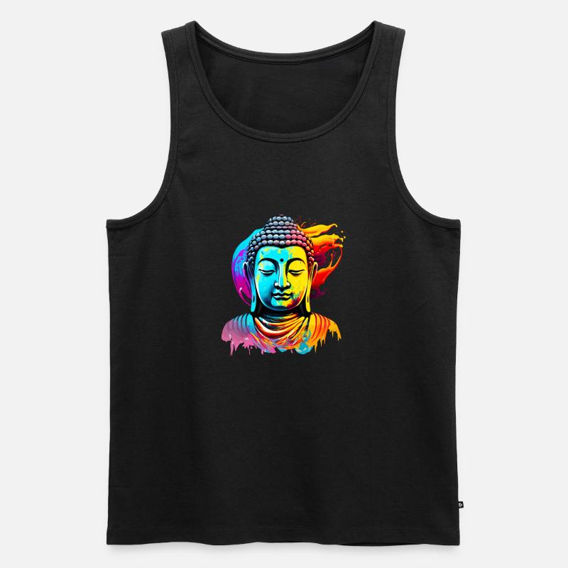 Buddha Farbmalerei - Männer Premium Bio Tank Top - Schwarz
