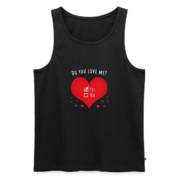 Liebst du mich - Männer Premium Bio Tank Top - Schwarz - Vorne - Michal (187cm)