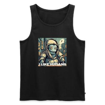 I like Humans Roboter - Männer Premium Bio Tank Top - Schwarz - Vorne - AI Model Male 178 light (178cm)