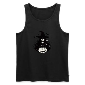 Scary Halloween Witch with a pumpkin - Men's Premium Organic Tank Top - black - Front - Michal (187cm)