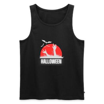 Halloween blutmond grey 1 - Männer Premium Bio Tank Top - Schwarz - Vorne - AI Model Male 178 light (178cm)
