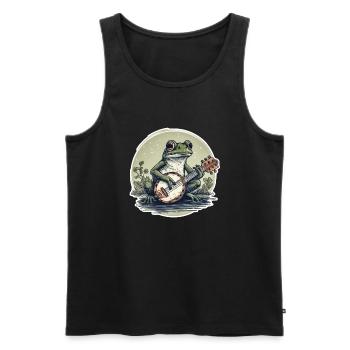 Banjo-Frosch Vintage Comic - Männer Premium Bio Tank Top - Schwarz - Vorne - AI Model Male 178 light (178cm)