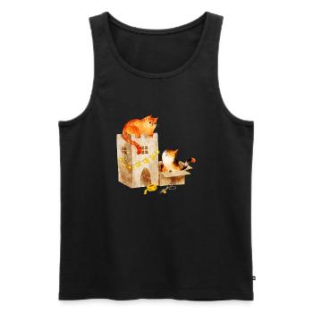 Katzen in ihrer eigenen Kartonburg - Männer Premium Bio Tank Top - Schwarz - Vorne - AI Model Male 178 light (178cm)