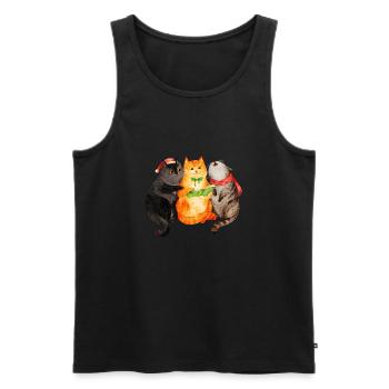 Singende Weihnachtskatzen - Männer Premium Bio Tank Top - Schwarz - Vorne - Michal (187cm)