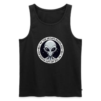 Alien Invasion of Earth 2030 Logo - Men's Premium Organic Tank Top - black - Front - AI Model Male 178 light (178cm)