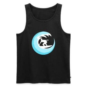 Surfer Surfbrett Runde Blaue Kreis Welle Surfen - Männer Premium Bio Tank Top - Schwarz - Vorne - Michal (187cm)