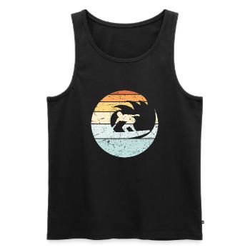 Surfer Surfbrett Runde Welle Vintage Surfen Strand - Männer Premium Bio Tank Top - Schwarz - Vorne - Michal (187cm)