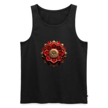 MANDALA NAT - Débardeur bio Premium Homme - noir - Devant - AI Model Male 178 light (178cm)