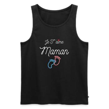 Je t'aime Maman - Mère enceinte - Débardeur bio Premium Homme - noir - Devant - Michal (187cm)