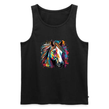 digital art Pferde Kopf Kunst Graffiti - Männer Premium Bio Tank Top - Schwarz - Vorne - AI Model Male 178 light (178cm)