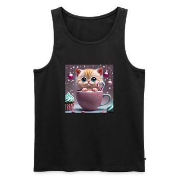 cat in a cup - Men's Premium Organic Tank Top - black - Front - Michal (187cm)