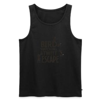 Slogan pour les observateurs d'oiseaux - Débardeur bio Premium Homme - noir - Devant - AI Model Male 178 light (178cm)