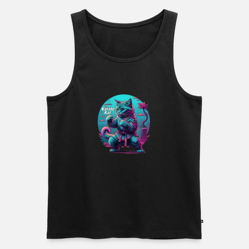 Karate Kat - Männer Premium Bio Tank Top - Schwarz