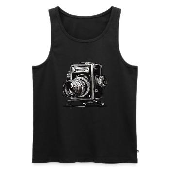 Camera / Photo / Photo / Picture / Recording - Men's Premium Organic Tank Top - black - Front - Michal (187cm)
