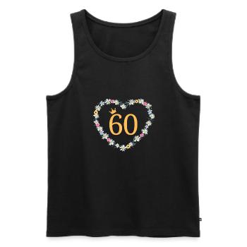 Numéro 60, fleurs coeur, personnalisable - Débardeur bio Premium Homme - noir - Devant - Michal (187cm)