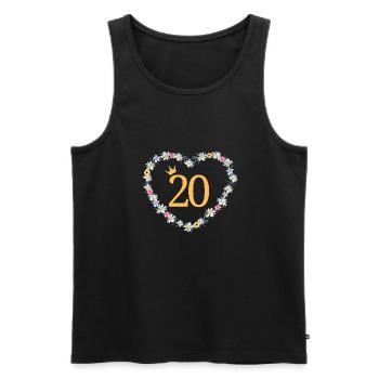 Numéro 20, fleurs coeur, personnalisable - Débardeur bio Premium Homme - noir - Devant - Michal (187cm)