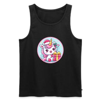 Christmas Unicorn with a gift - Men's Premium Organic Tank Top - black - Front - Michal (187cm)