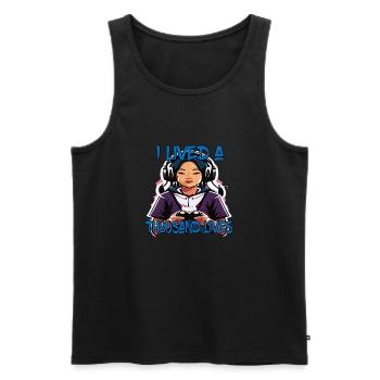 Gamer Girl - One World, A Thousand Lives! - Men's Premium Organic Tank Top - black - Front - AI Model Male 178 light (178cm)