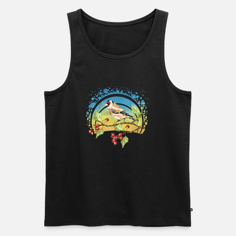 Bunter Vogel - Männer Premium Bio Tank Top - Schwarz