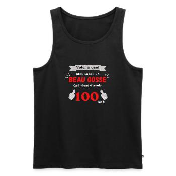 Voici à quoi ressemble un bogosse de 100 ans - Débardeur bio Premium Homme - noir - Devant - AI Model Male 178 light (178cm)