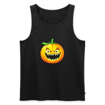 Halloween, citrouille effrayante aux dents pointues - Débardeur bio Premium Homme - noir - Devant - AI Model Male 178 light (178cm)