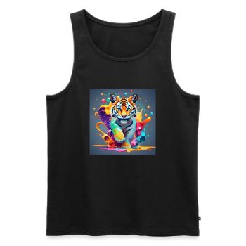 bunter Löwe - Männer Premium Bio Tank Top - Schwarz - Vorne - AI Model Male 178 light (178cm)