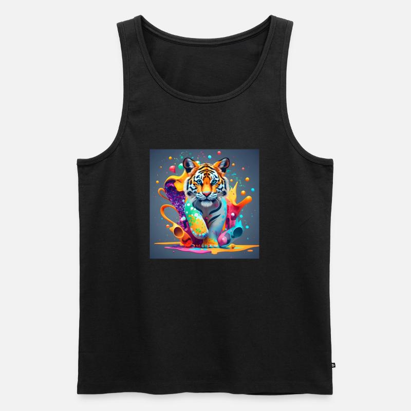 bunter Löwe - Männer Premium Bio Tank Top - Schwarz