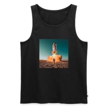 astronaut with rocket - Men's Premium Organic Tank Top - black - Front - AI Model Male 178 light (178cm)