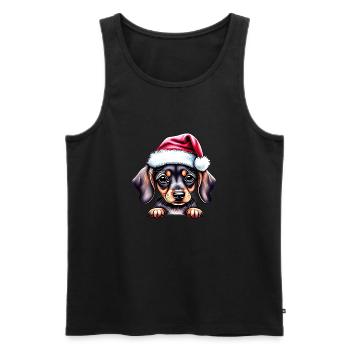 Noël teckel Noël chien teckel chiot - Débardeur bio Premium Homme - noir - Devant - Michal (187cm)