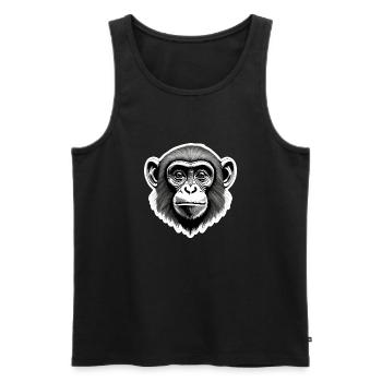 Singe / Animal / Zoo / Chimpanzé / Sauvage / Bande dessinée - Débardeur bio Premium Homme - noir - Devant - Michal (187cm)