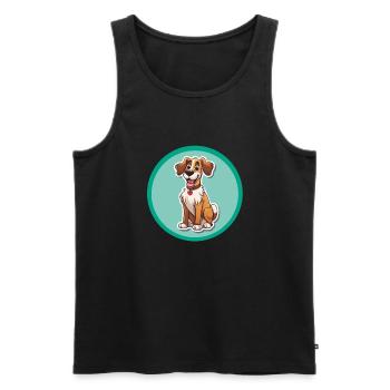 Dessin animé de chien 1 - Débardeur bio Premium Homme - noir - Devant - AI Model Male 178 light (178cm)