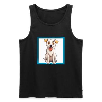 Chien de dessin animé 5 - Débardeur bio Premium Homme - noir - Devant - AI Model Male 178 light (178cm)
