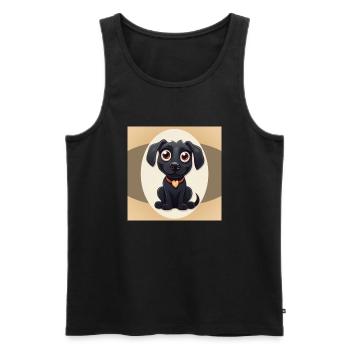Dessin animé de chien 6 - Débardeur bio Premium Homme - noir - Devant - AI Model Male 178 light (178cm)