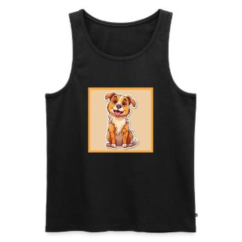 Dessin animé de chien 7 - Débardeur bio Premium Homme - noir - Devant - AI Model Male 178 light (178cm)