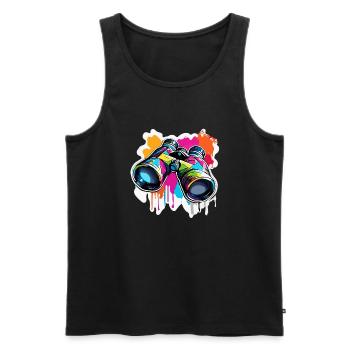 Binoculars / Observation / Observation / Adventure - Men's Premium Organic Tank Top - black - Front - AI Model Male 178 light (178cm)