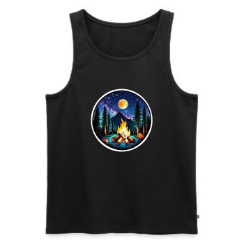 Camping, tent and campfire - Men's Premium Organic Tank Top - black - Front - Michal (187cm)