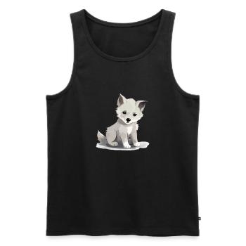 Aki the Baby Wolf - Men's Premium Organic Tank Top - black - Front - AI Model Male 178 light (178cm)
