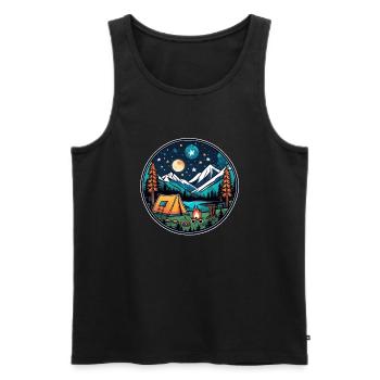 Camping & Lagerfeuer - Männer Premium Bio Tank Top - Schwarz - Vorne - Michal (187cm)