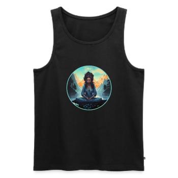 Meditation, Woman, Nature, Mountains, Lake - Men's Premium Organic Tank Top - black - Front - Michal (187cm)