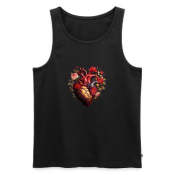 Herzblume | Herz Design | Herz aus Blumen | Blumen - Männer Premium Bio Tank Top - Schwarz - Vorne - AI Model Male 178 light (178cm)