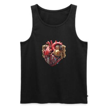 Herzblume | Herz Design | Herz aus Mechanik - Männer Premium Bio Tank Top - Schwarz - Vorne - AI Model Male 178 light (178cm)