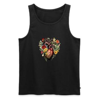 Herzblume | Herz Design | Herz aus Blumen | Blumen - Männer Premium Bio Tank Top - Schwarz - Vorne - AI Model Male 178 light (178cm)