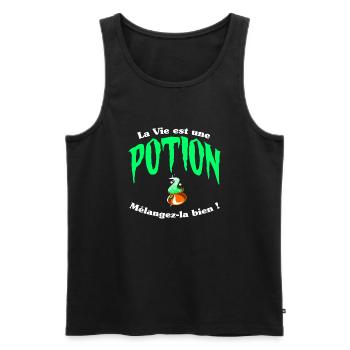 Cadeau Magique : Agitez la Potion ! - Débardeur bio Premium Homme - noir - Devant - Michal (187cm)